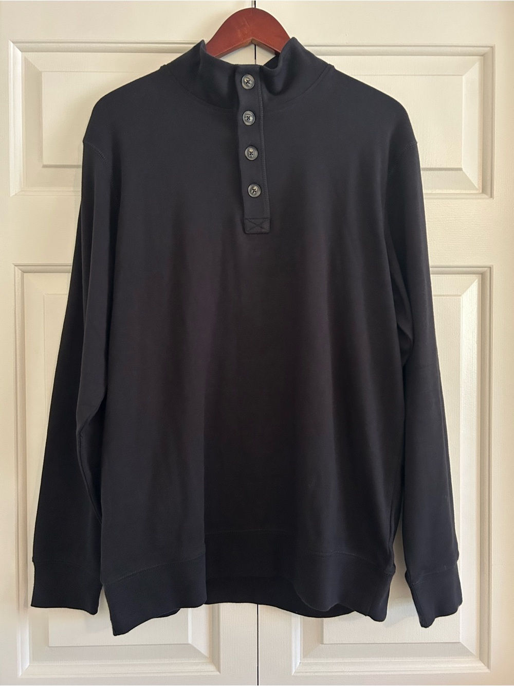 The Normal Brand NWT Men’s Puremeso Black Long-Sleeve Henley Shirt, Size L